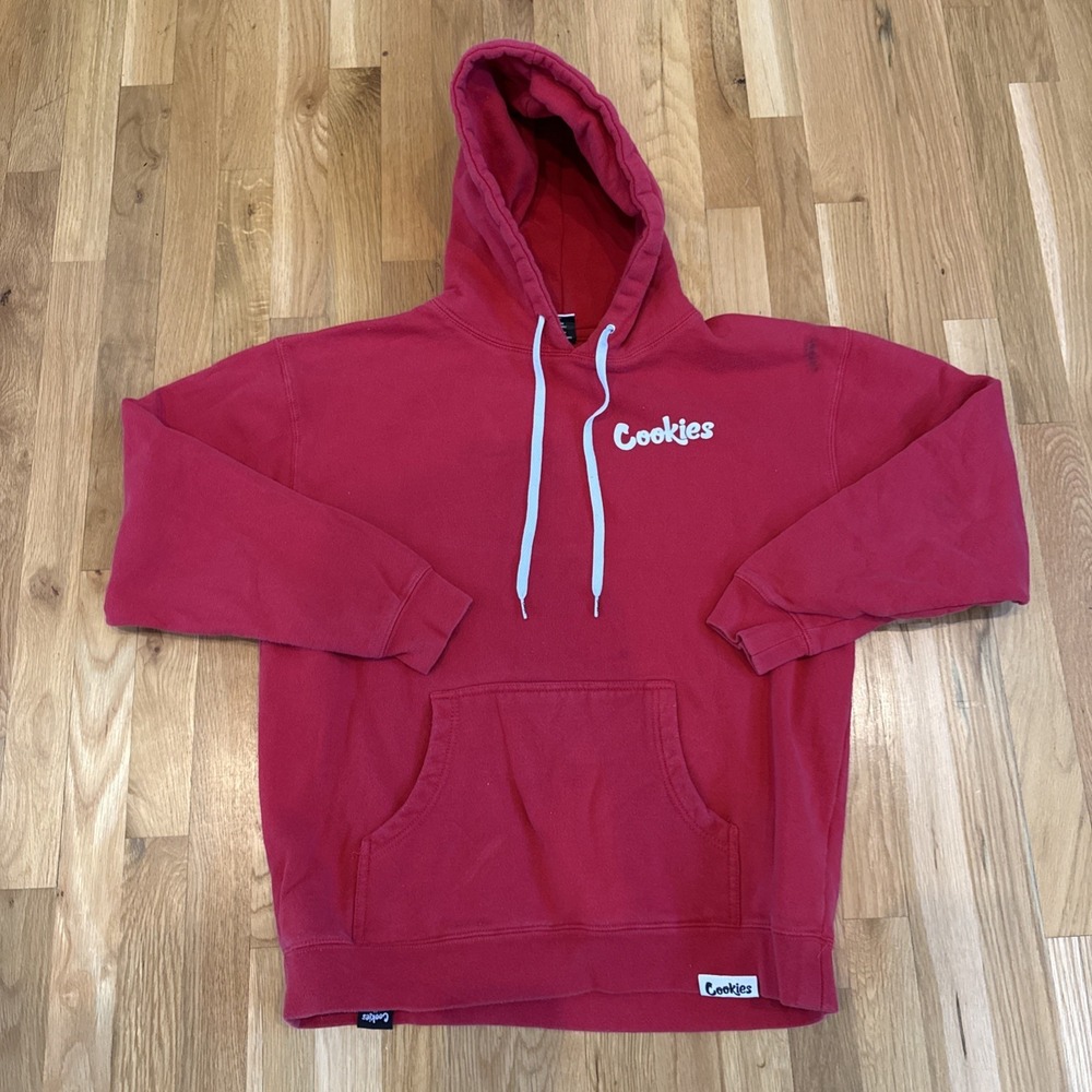 Cookies Hoodie Men Large Red/white Logo Pullover Fleece‎ Sweatshirt